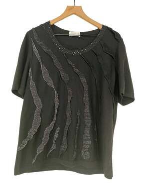 Stizzoli Italian Womens Embellished Wool Blend Short Sleeve Sweater Size Large